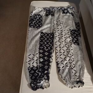 Johnny Was Pete and Greta Marasusa  print pull on silk and spandex joggers large